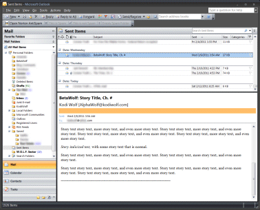 screen shot of Outlook 2007